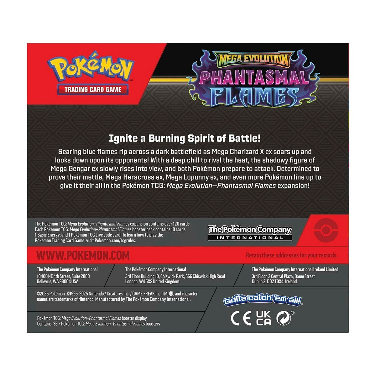 Pokemon TCG - Mega Evolution-Phantasmal Flames Booster Box Sealed (36 Packs) PREORDER